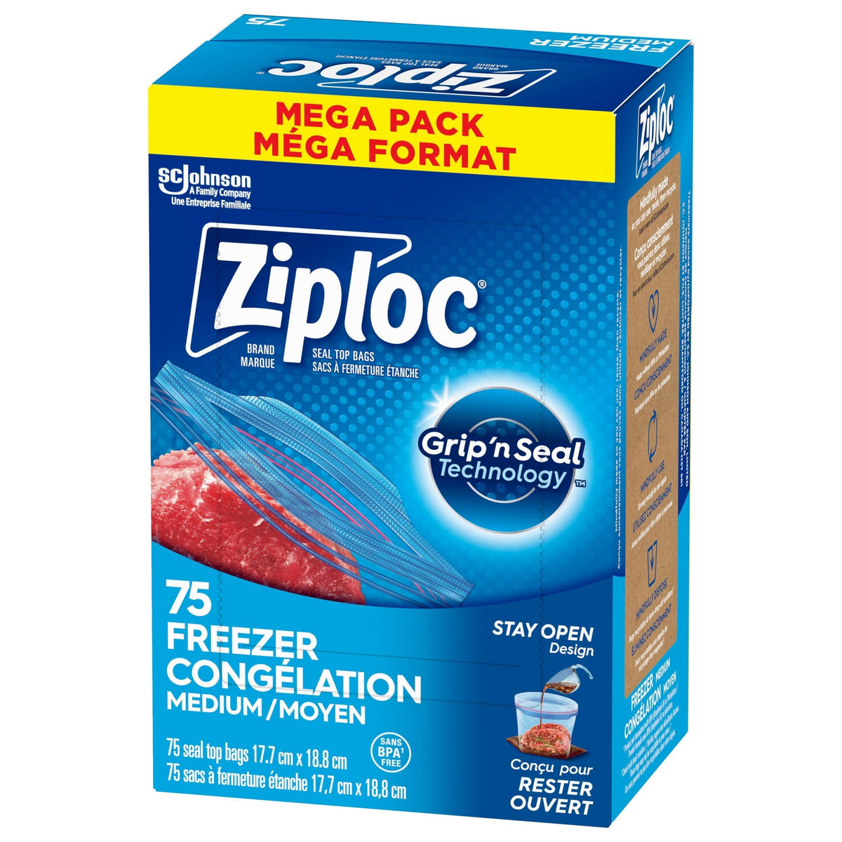 Medium Plastic Freezer Bags Mega Pack, 520-mL, 75-pk E0Z8 - product image 1