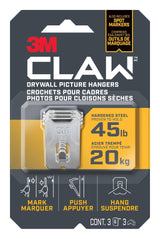 3M Claw DrywAll Picture Hanger, 45-lb Capacity, 3 Hangers per Pack L6O8 - product image 1