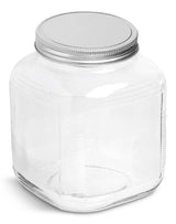 Cracker Jar, with Silver Lid, 1-Gal, Clear & Durable Glass O1Q0 - product image 1
