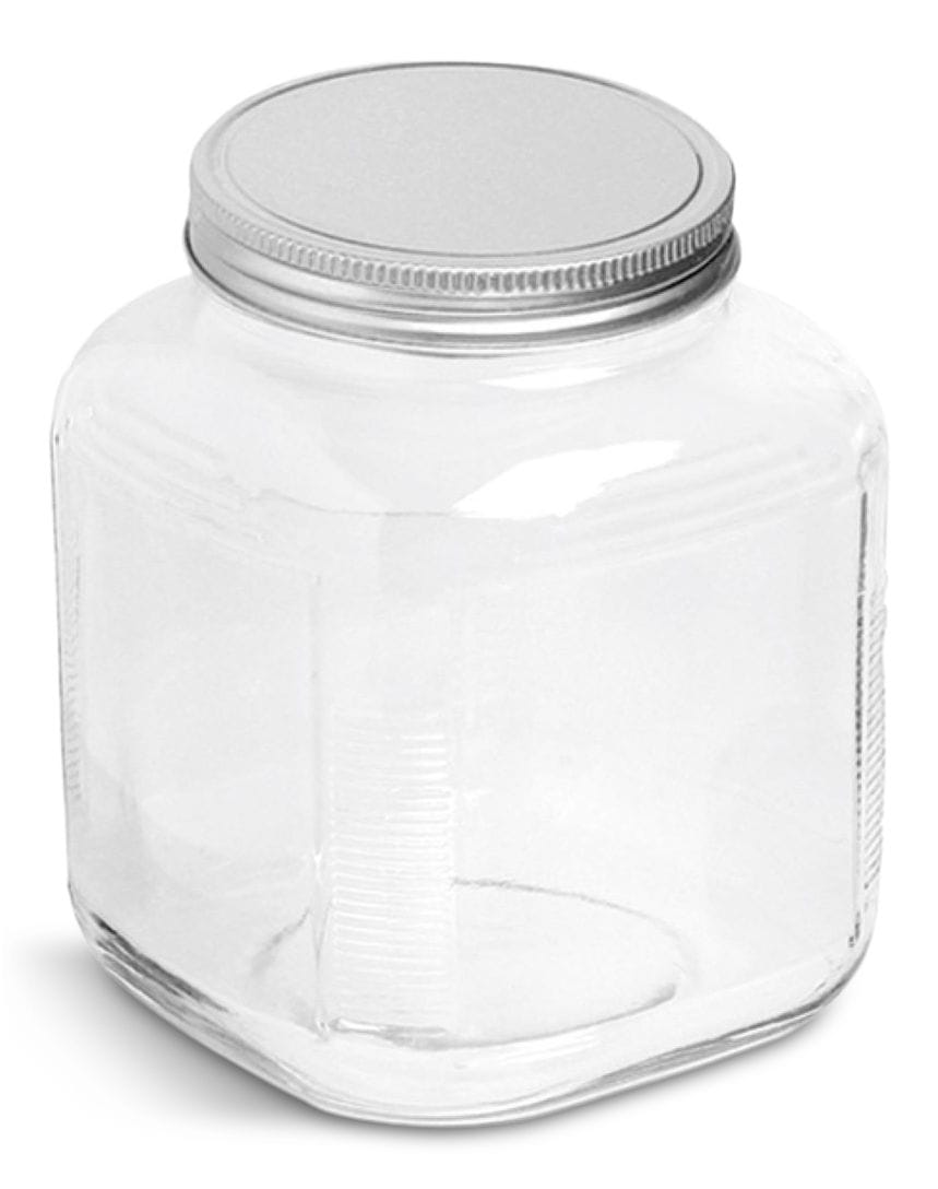 Cracker Jar, with Silver Lid, 1-Gal, Clear & Durable Glass O1Q0 - product image 1
