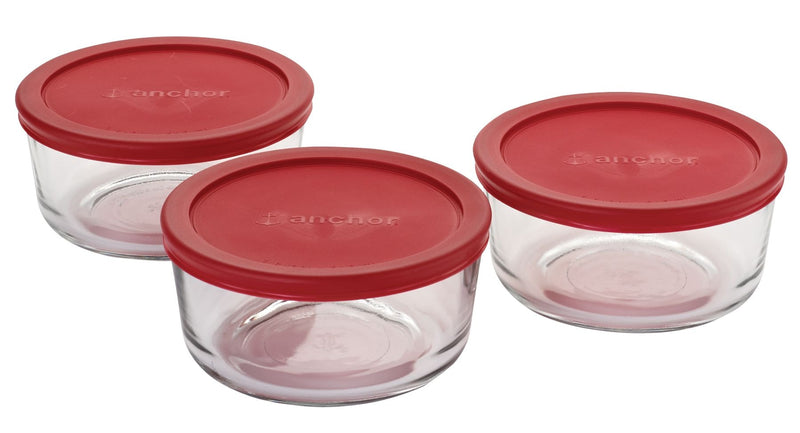 Glass Round Storage Container Set with Lids, 3 Count F8R9
