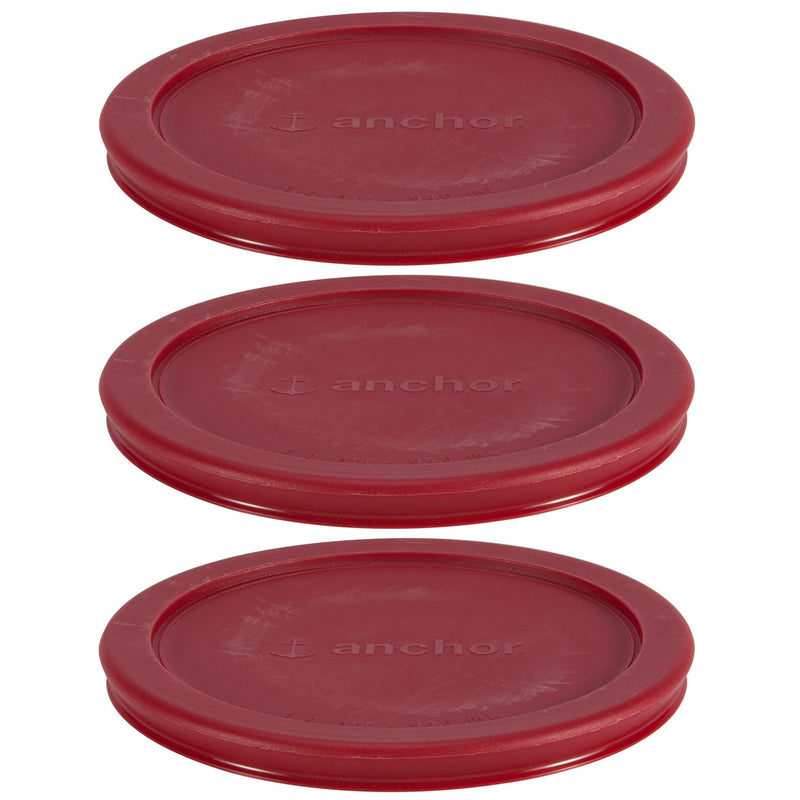 Plastic Lid Set, Red, 3-pc x 4-Cup F9H6