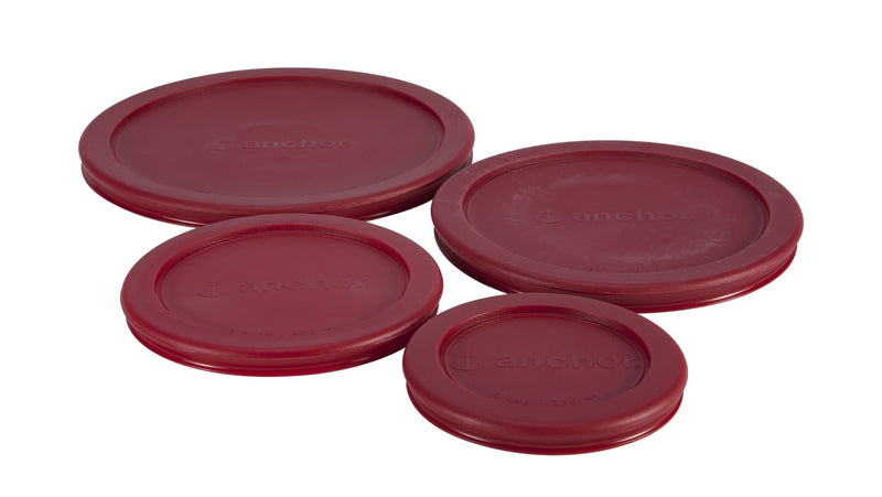Plastic Lid Set, Red, Assorted Sizes, 4-pc M5P1