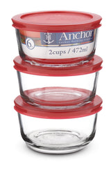 Round Glass Storage Container Set with Lids, 3 Count B6J9 - product image 1