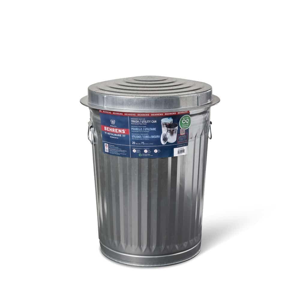 Galvanized Steel Circular Multi-Purpose Garbage Can, 75-L (19.8 US gal) F5W3 - product image 3