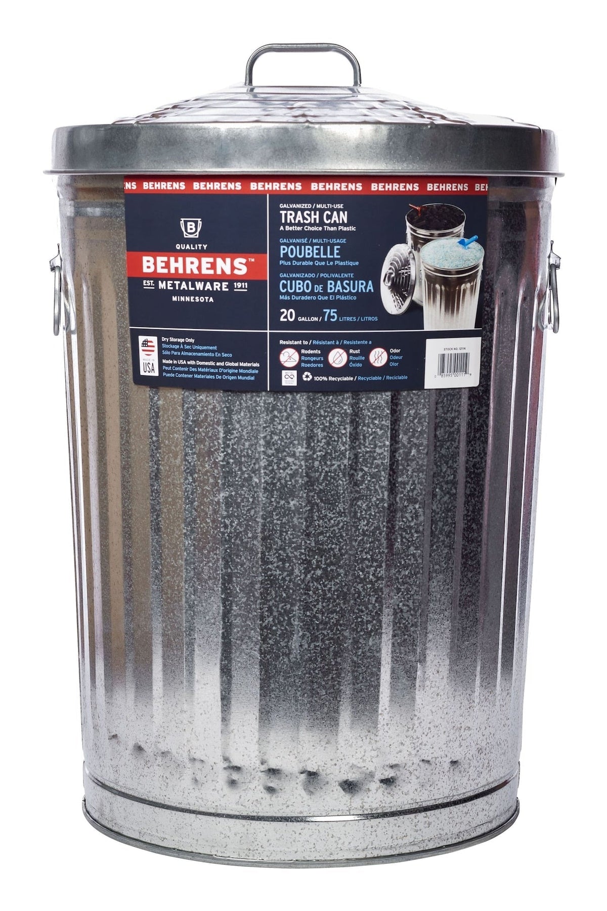 Galvanized Steel Circular Multi-Purpose Garbage Can, 75-L (19.8 US gal) F5W3 - product image 5