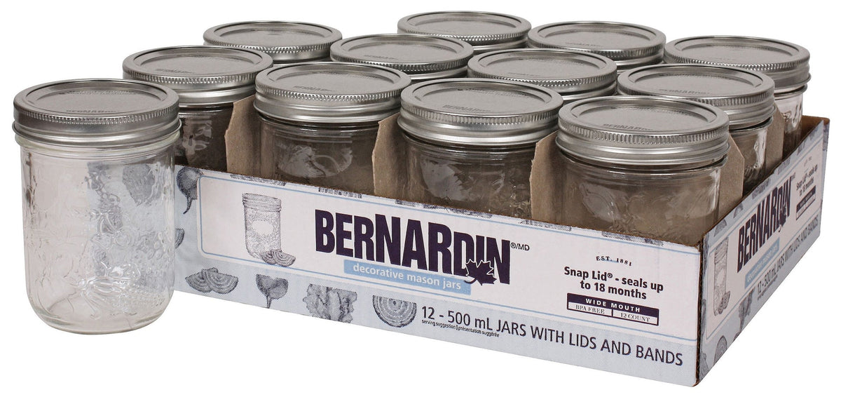 Wide Mouth Decorative Glass Mason Jars with Snap Lids, 500 mL, 12 Count C2C5 - product image 1