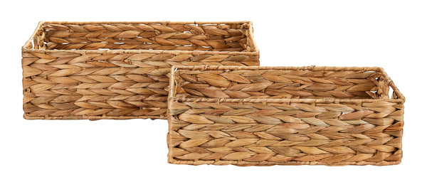 Ari Rectangle Woven Water Hyacinth Storage Basket, 2-pc P8N4