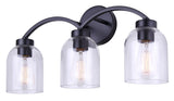 Bentbrook 3-Light Vanity with Glass Shade, Black F3B8 - product image 2