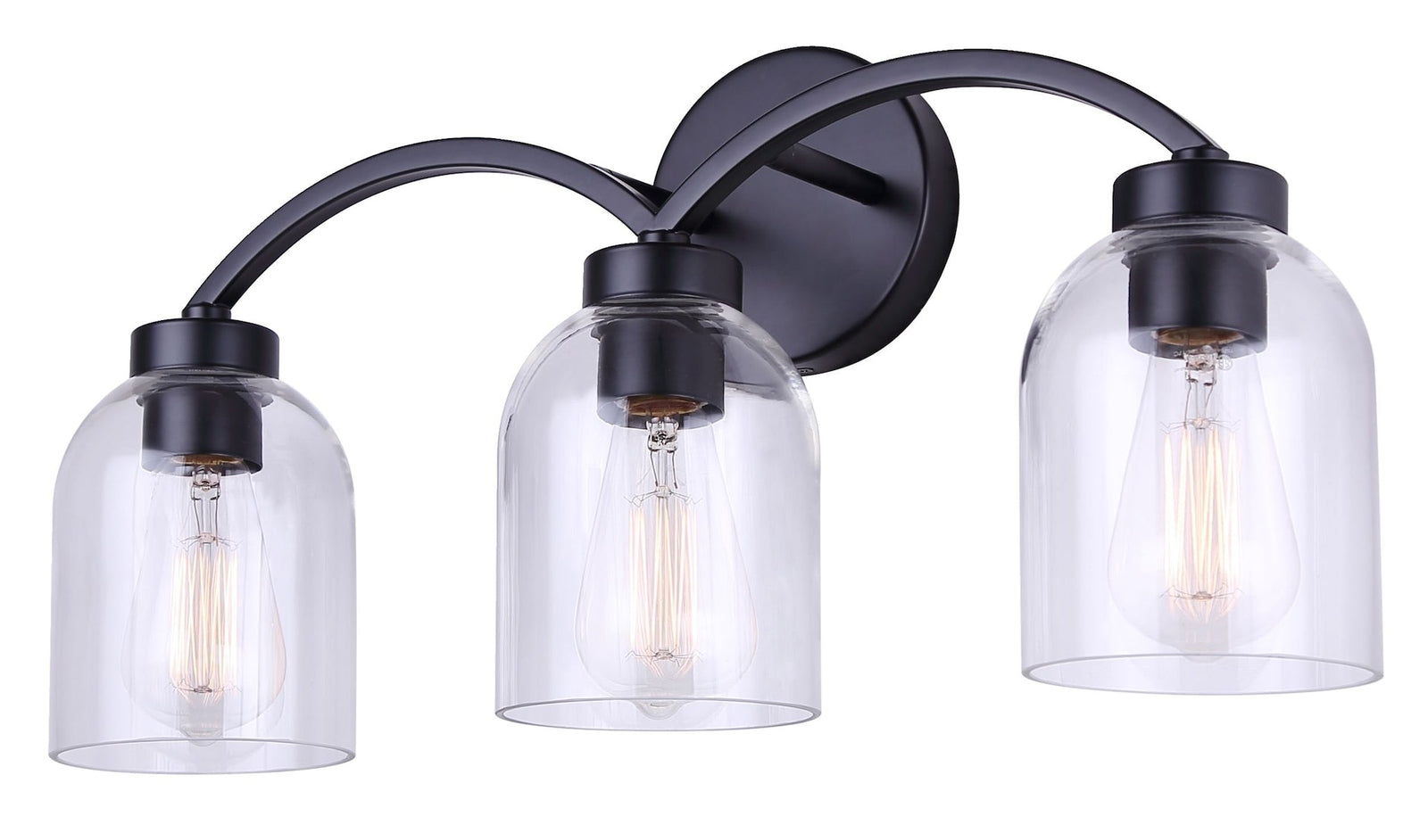 Bentbrook 3-Light Vanity with Glass Shade, Black F3B8 - product image 2