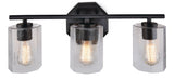 Bridgewater 3-Light Vanity Light Fixture with Rippled Glass Shade, Black H9P4 - product image 1
