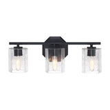 Bridgewater 3-Light Vanity Light Fixture with Rippled Glass Shade, Black H9P4 - product image 2