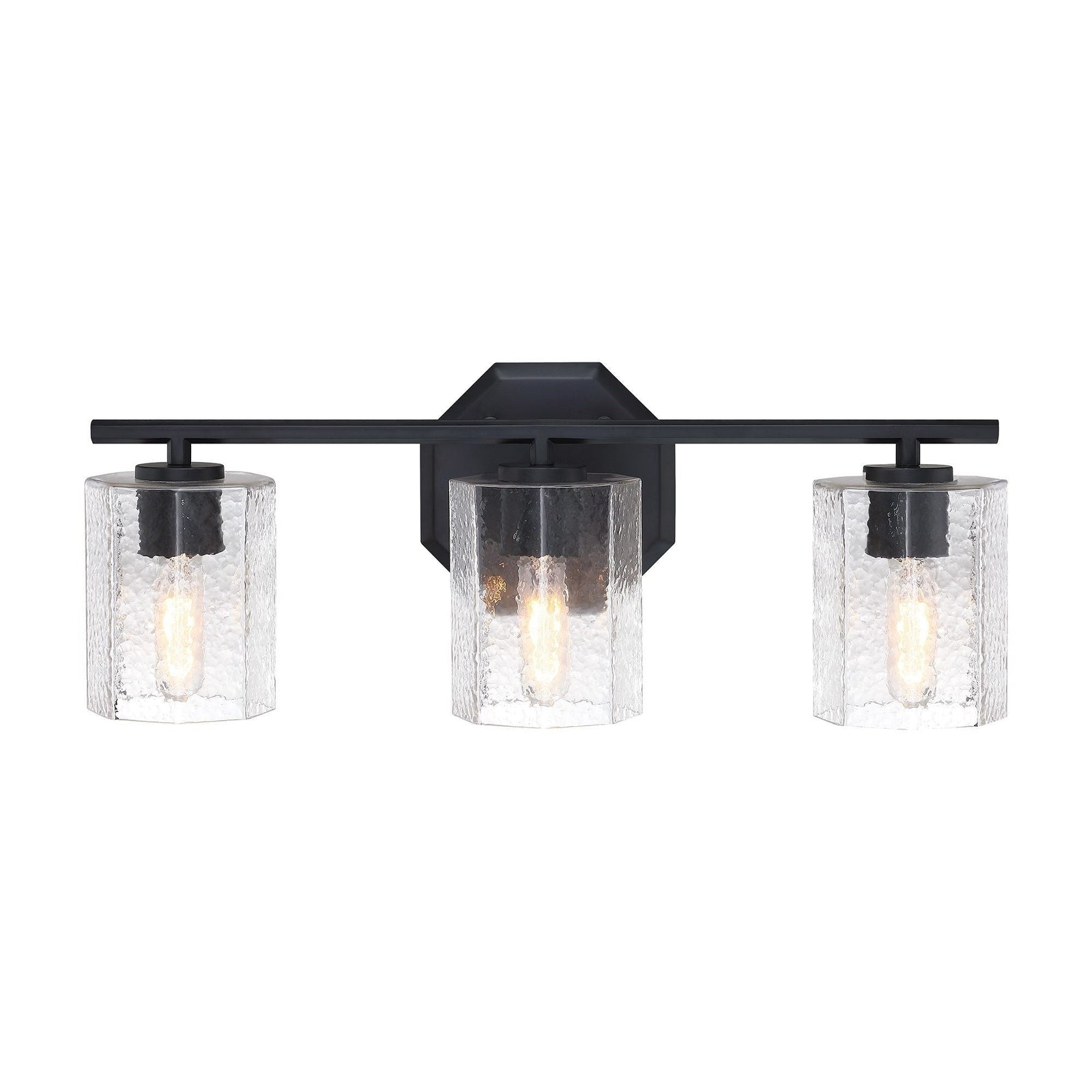Bridgewater 3-Light Vanity Light Fixture with Rippled Glass Shade, Black H9P4 - product image 2