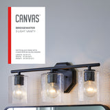 Bridgewater 3-Light Vanity Light Fixture with Rippled Glass Shade, Black H9P4 - product image 4