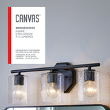 Bridgewater 3-Light Vanity Light Fixture with Rippled Glass Shade, Black H9P4 - product image 5