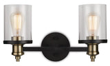 Calliet 2-Light Vanity Light, Matte Black/Brass I5Q0 - product image 1