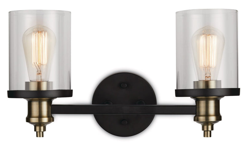 Calliet 2-Light Vanity Light, Matte Black/Brass I5Q0
