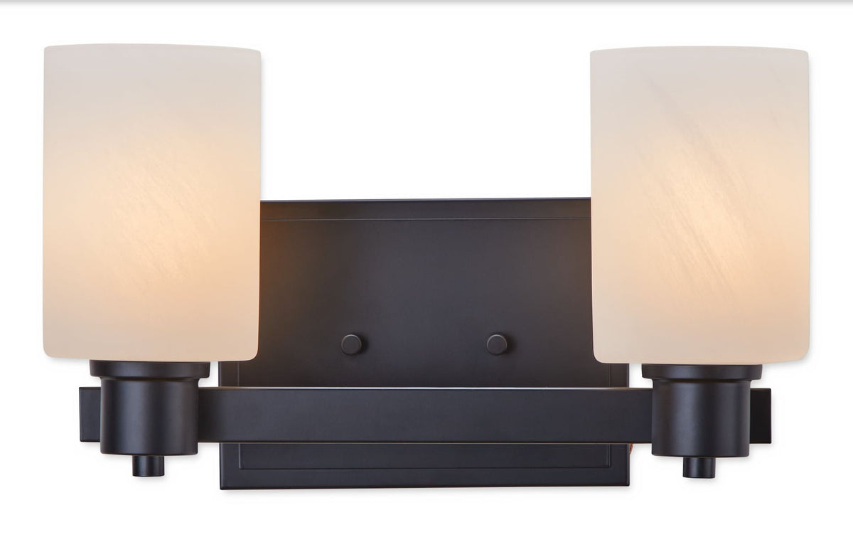 Cambray 2-Light Alabaster Shade Vanity Light, Black F1Q7 - product image 1