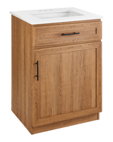 Danville Single Door Single Sink Stone Top Bathroom Vanity, Honey Oak, 24-in V4R7 - product image 1