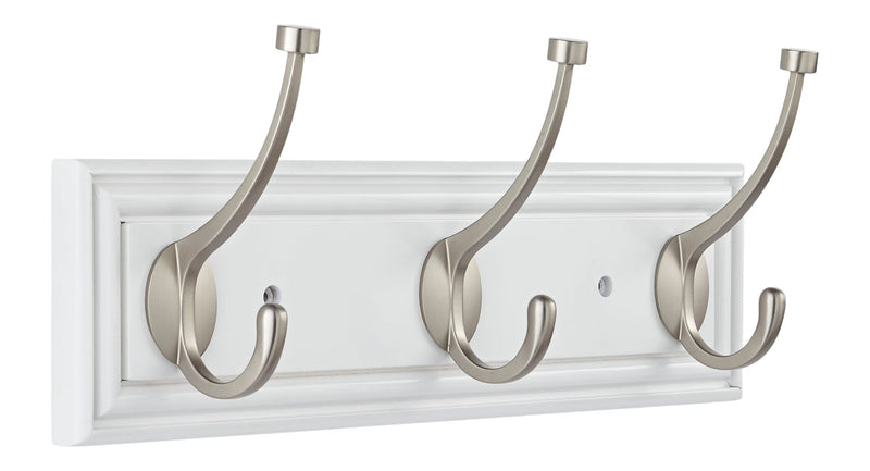 Galena Stainless Steel 3-Hook Rail, White, 16-in D8U2