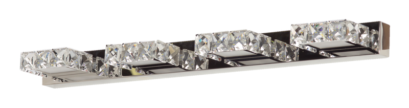Isabella 4-Light Crystal Design LED Vanity Light Fixture, Chrome R5S7