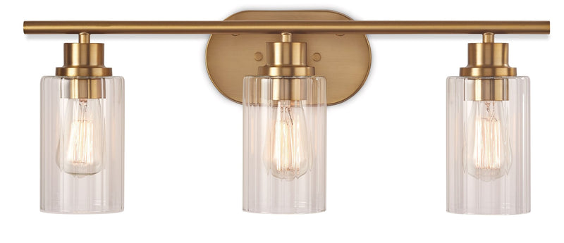 Rosstown 3-Light Vanity Light Fixture with Glass Shades, Brushed Gold R4S7