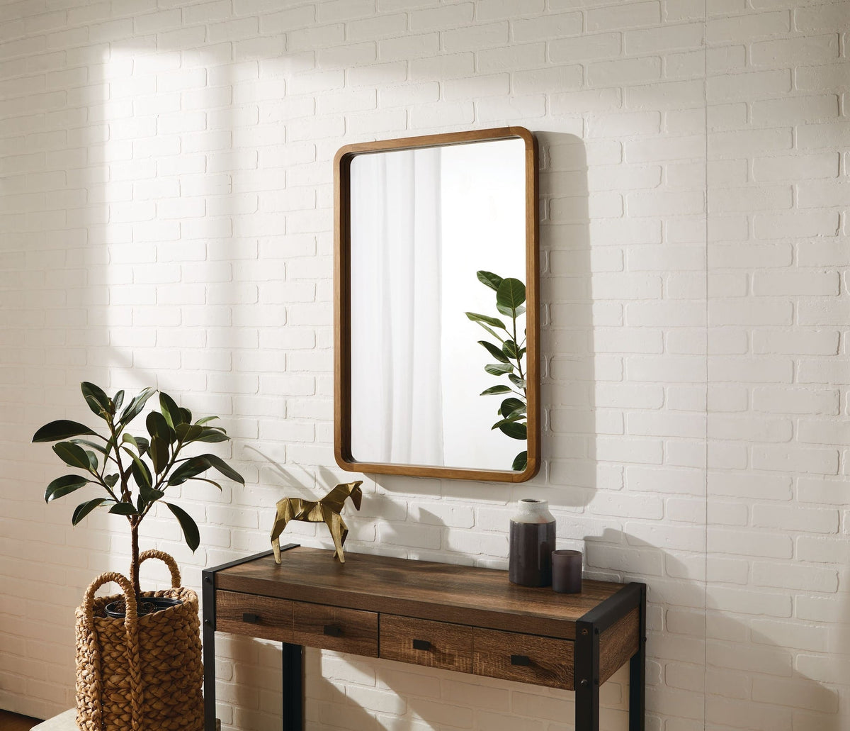 Springside Pearwood Rectangular Wall Mirror, Brown, 24 x 36-in W2D0 - product image 7