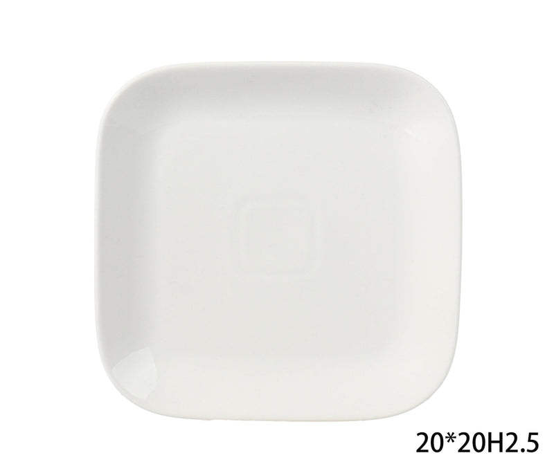 Square Stoneware Side Plate, 8-in, White X1W1
