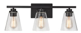 Venlaw 3-Light Vanity Light Fixture with Clear Glass Shade, Matte Black Z6R6 - product image 1