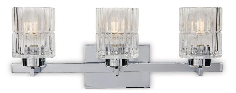 Waverly 3-Light Vanity Light Fixture with Clear Glass Shades, Chrome A0V8