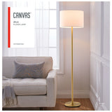 White Drum Shade Floor Lamp, 16-in, Metallic Gold/Matte Brass B2E3 - product image 4