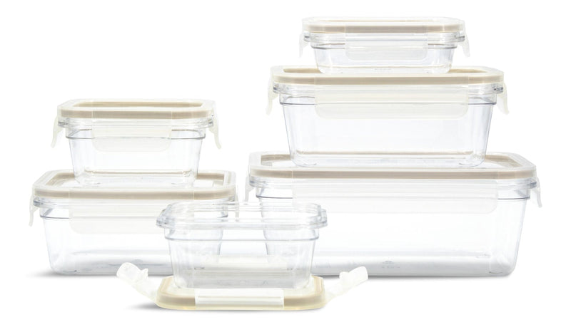 Clear Clip Lid Food Storage Container Set with Tritan Base, Nestable, 6 Count A0S0