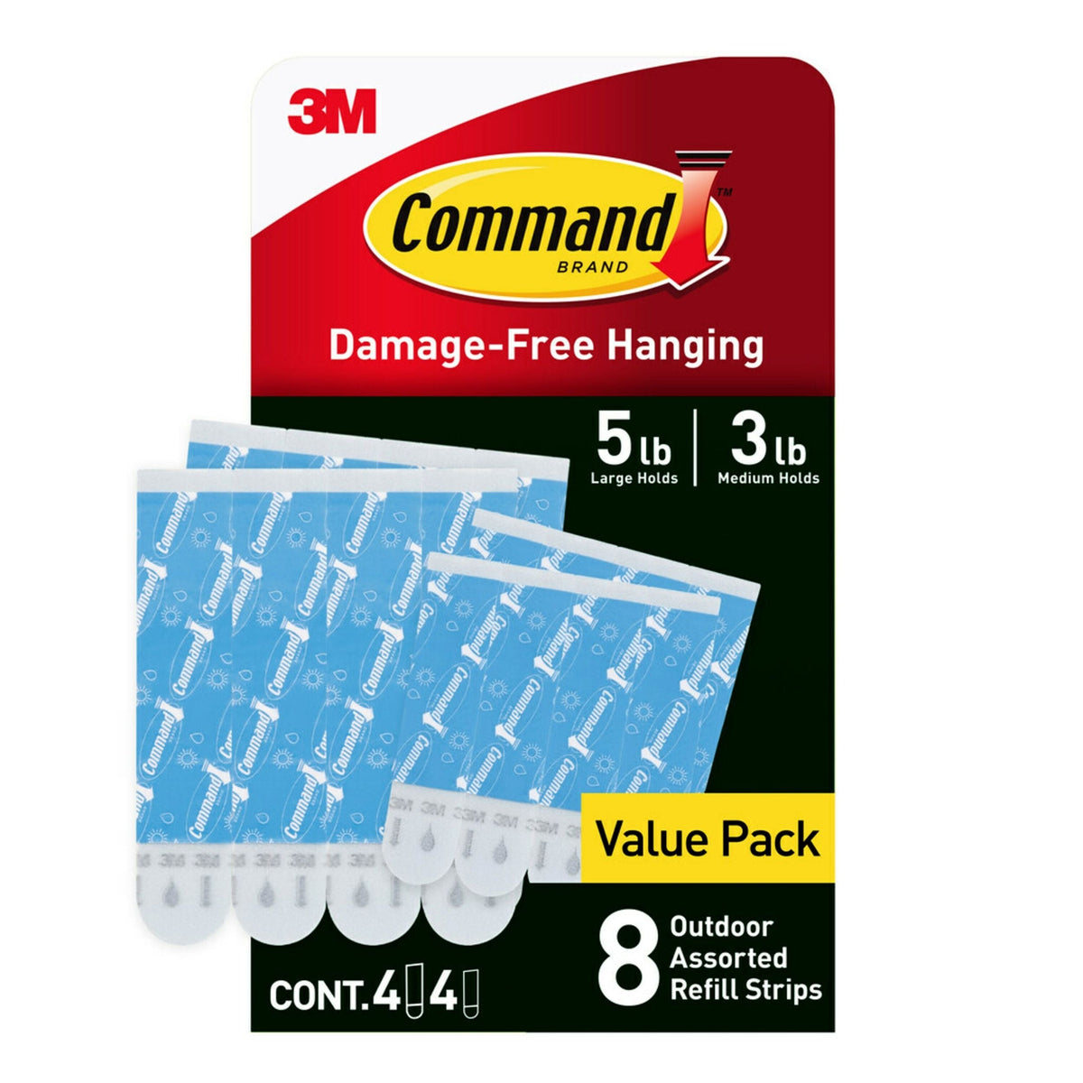 8-Piece 5-lb Medium and Large White All Weather Outdoor & Bath Damage Free Hanging Strips Q5B5 - product image 1