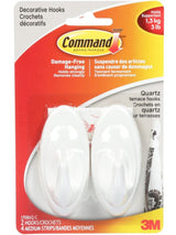 Decorative Quartz Terrace Hooks with Adhesive Strips, White, 3-lbs, 2 Strips per Pack M5Z8 - product image 1