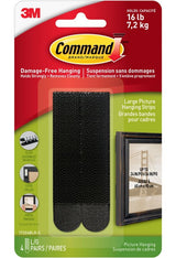 Large Adhesive Picture Hanging Strips, Black, 16-lbs, 4 Strips per Pack N6K2 - product image 1