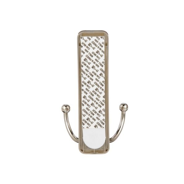 Large Decorative Double Hook with Adhesive Strip, Brushed Nickel, 4-lbs, 1 Strip per Pack U5D9 - product image 1