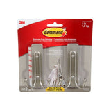 Large Decorative Double Hooks Value Pack with Adhesive Strips, Brushed Nickel, 4-lbs, 2 Strips per Pack P6U6 - product image 1