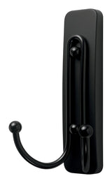 Large Double Hook with Adhesive Strips, Matte Black, 4-lbs, 1 Strip per Pack Z7F7 - product image 1