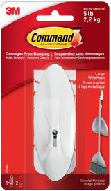 Large Wire Hook with Adhesive Strips, White, 5-lbs, 1 Strip per Pack P6D3 - product image 1