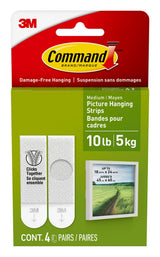 Medium Adhesive Picture Hanging Strips, White, 9-lbs, 3 Strips per Pack L8Y0 - product image 1