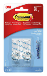 Medium Decorative Crystal Hooks with Adhesive Strips, Clear, 2-lbs, 2 Strips per Pack J1D8 - product image 1