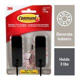 Medium Decorative Hooks with Adhesive Strips, Matte Black, 3-lbs, 2 Strips per Pack D9R6 - product image 1