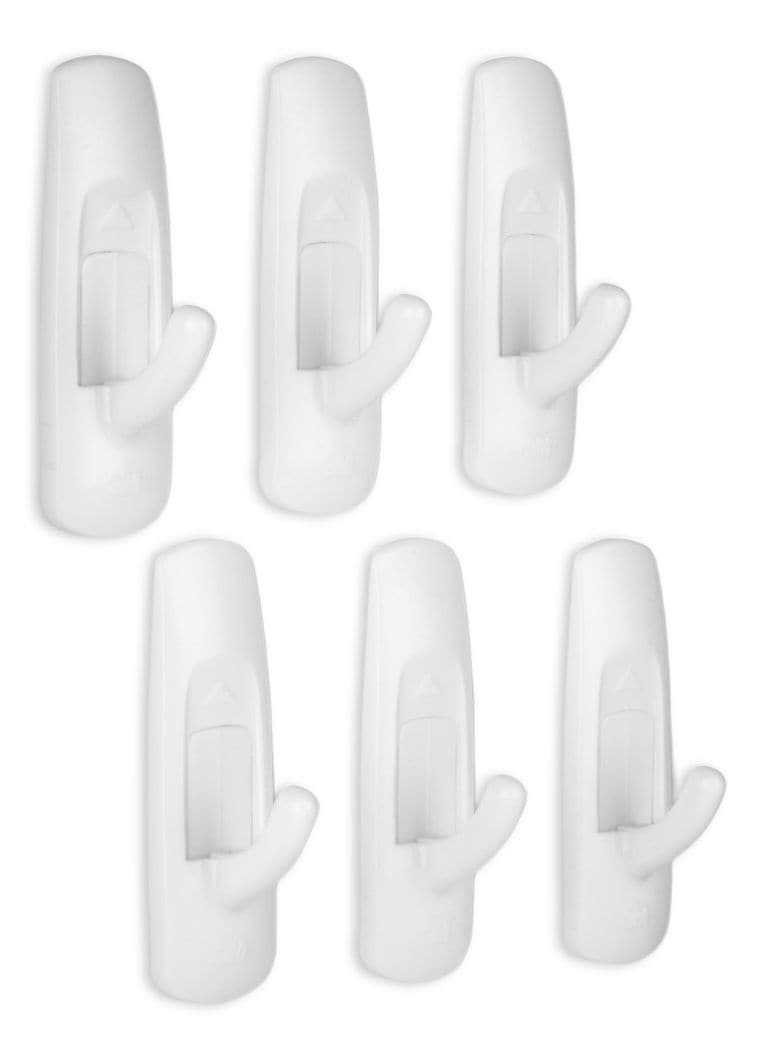 Medium Utility Hooks in Reclosable Package, Adhesive, No Surface Damage, 3-lb, 6 Strips per Pack I8U7