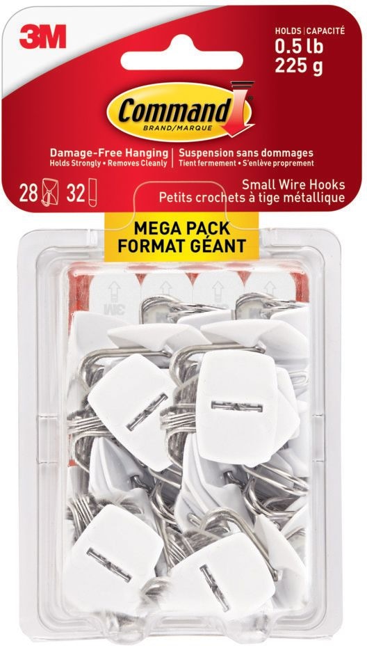 Small Utensils Wire Hooks Mega Pack with Adhesive Strips, White, 0.5-lbs, 28 Hooks/Pack V5C7 - product image 1