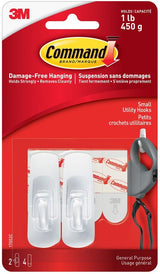 Small Utility Hooks Value Pack with Adhesive Strips, White, 1-lb, 2 Strips per Pack N3G1 - product image 1