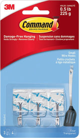 Small Wire Hooks with Adhesive Strips, Clear, 0.5-lbs, 3 Strips per Pack F5S8 - product image 1