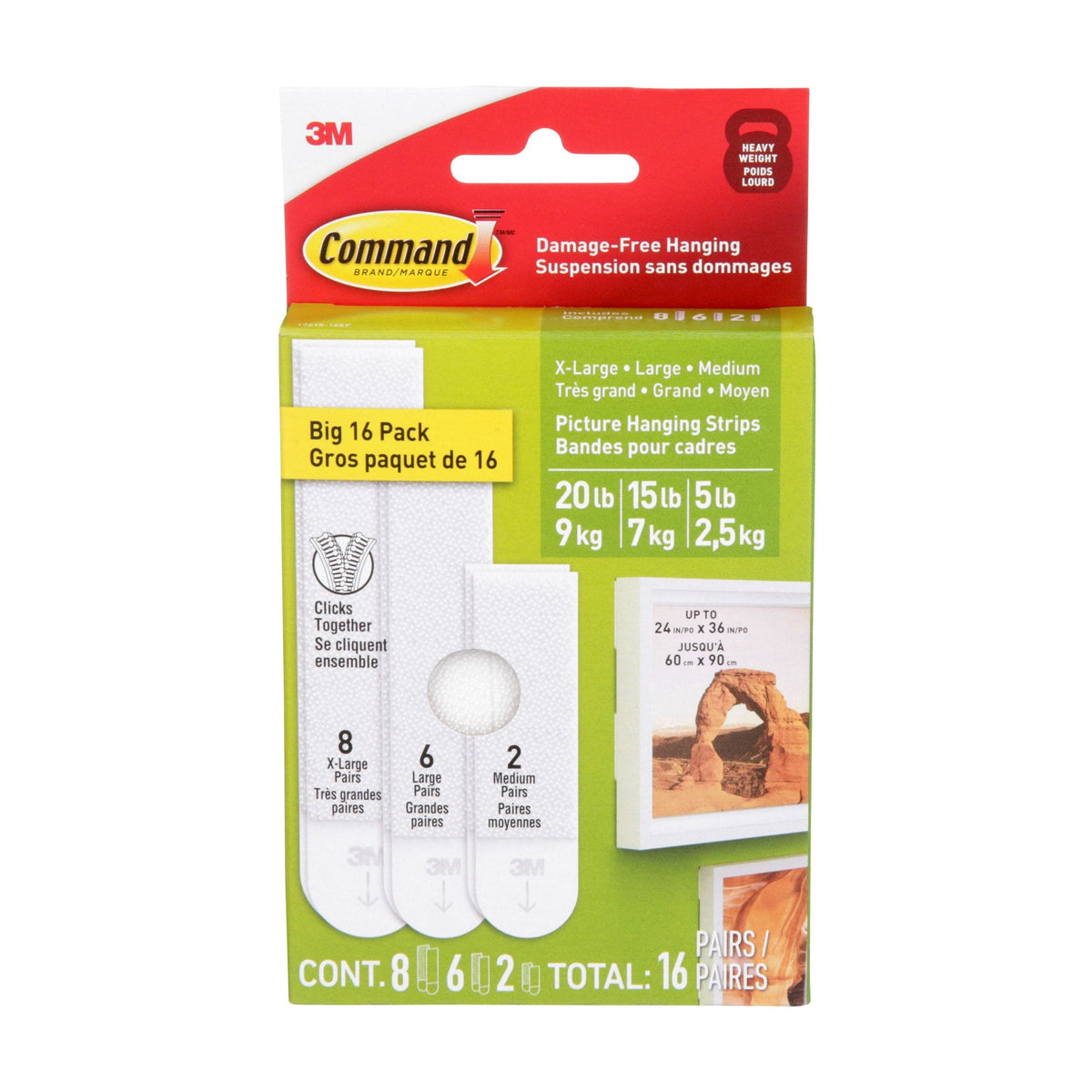 White Picture Hanging Strip Mixed Pack, 17218-16EF | 16 Pairs O5W2 - product image 1