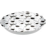 Grad" Round Plastic Reusable Serving Bowl, White, 14-in, for Graduation J4E0 - product image 1