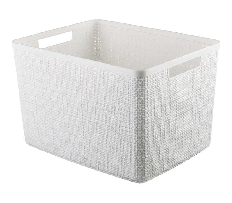 Large Jute Weave Nesting Storage Basket, White H5M9