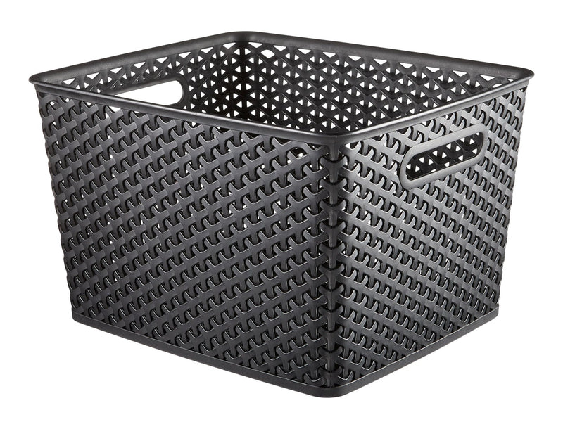 My Style Woven Storage Basket, Large, Black O9X0